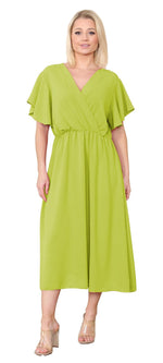 Load image into Gallery viewer, LUXE DIVA Womens Italian Wrap Over Frill Sleeves Dress