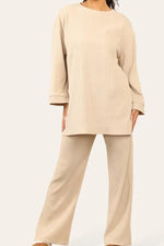 Load image into Gallery viewer, LUXE DIVA Crew Neck Wide Leg Trousers Loungewear Set Co-Ord