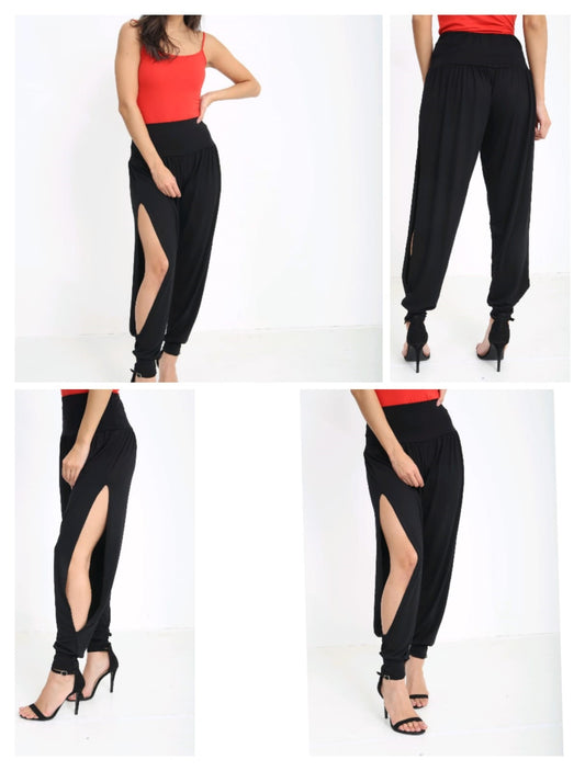 LUXEDIVA Womens Ladies Side Slit Harem Trouser