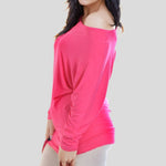 Load image into Gallery viewer, LUXE DIVA One Off-Shoulder Tops with Long Sleeves, Off Shoulder Batwing Jumper, Ladies Batwing Top in Black, Red, White Plus 21 Colors More UK