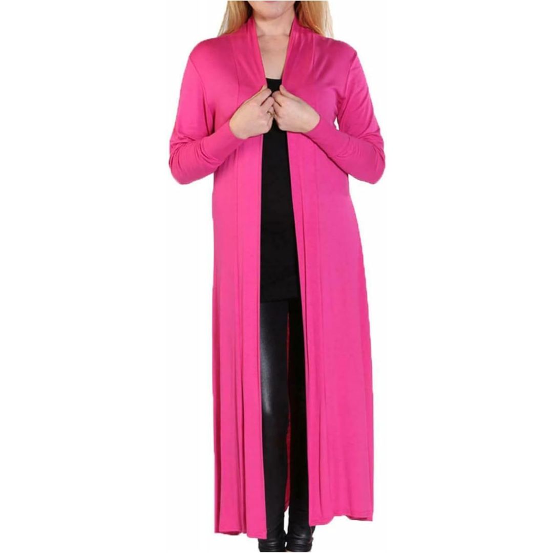 LUXE DIVA Women’s Plus Size Maxi Long Cardigan UK | Floaty Full Sleeve Open Front Coatigan | Lightweight Collared Duster Jacket | Ladies Longline Cover Up Sizes 8-26