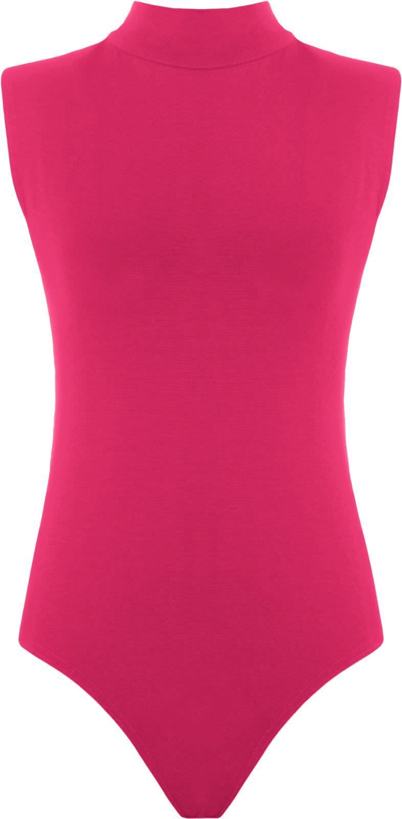 Womens Polo Turtle Neck Bodysuit Ladies Sleeveless Leotard Plain Stretchy Plunge Casual Party T-Shirt Top Sizes 16-22
