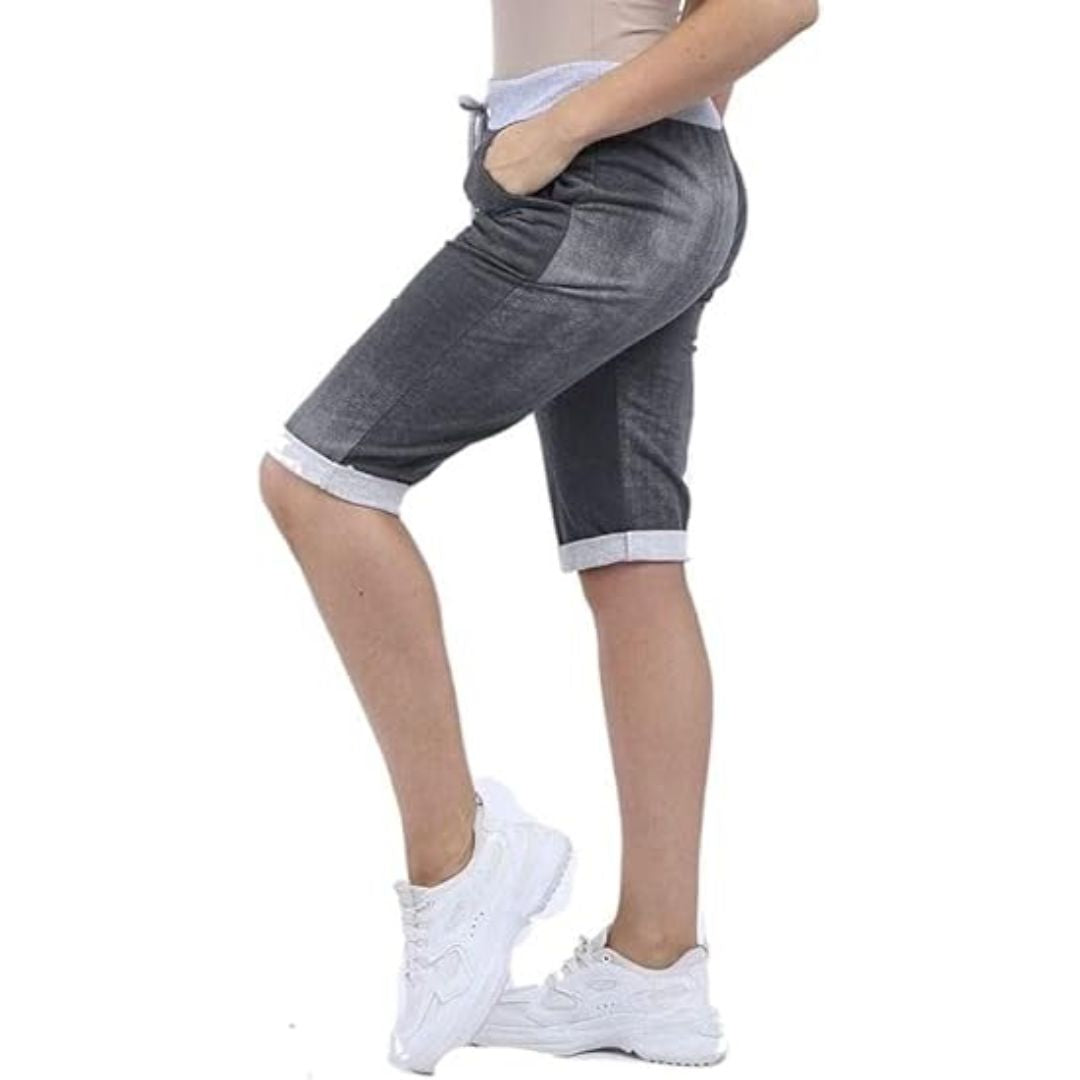 LUXE DIVA Italian Ladies Women's Turn-Up Shorts – Elastic Waist, Stylish, Comfortable Summer Wear UK Sizes 12-22 – Casual Fit Daily