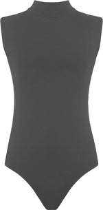 Load image into Gallery viewer, Womens Polo Turtle Neck Bodysuit Ladies Sleeveless Leotard Plain Stretchy Plunge Casual Party T-Shirt Top Sizes 16-22