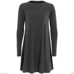 Load image into Gallery viewer, LUXE DIVA WOMEN LADIES LONG SLEEVE SWING DRESS FLARED A LINE SKATER DRESS TOP SIZE 8-26