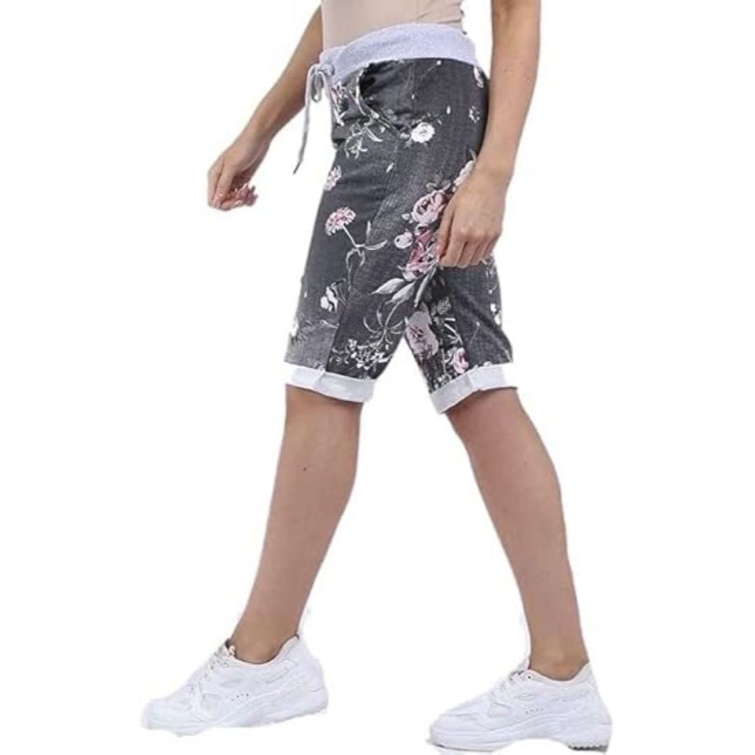 LUXE DIVA Italian Ladies Women's Turn-Up Shorts – Elastic Waist, Stylish, Comfortable Summer Wear UK Sizes 12-22 – Casual Fit Daily