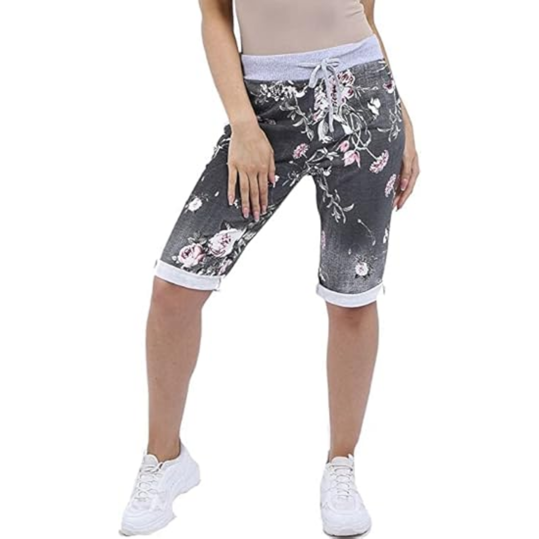 LUXE DIVA Italian Ladies Women's Turn-Up Shorts – Elastic Waist, Stylish, Comfortable Summer Wear UK Sizes 12-22 – Casual Fit Daily