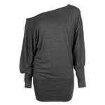 Load image into Gallery viewer, LUXE DIVA One Off-Shoulder Tops with Long Sleeves, Off Shoulder Batwing Jumper, Ladies Batwing Top in Black, Red, White Plus 21 Colors More UK