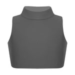 Load image into Gallery viewer, LUXE DIVA Girls Gymnastics Crop Tops – Kids Sleeveless Turtle Neck Crop Top for Dance, Yoga, Sports, Running – Plain Summer Vest Activewear for Girls Ages 5-13 Years