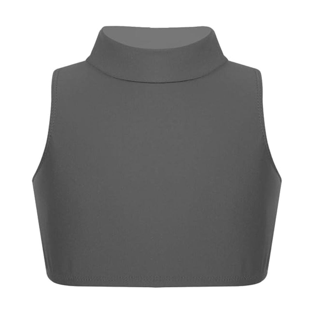 LUXE DIVA Girls Gymnastics Crop Tops – Kids Sleeveless Turtle Neck Crop Top for Dance, Yoga, Sports, Running – Plain Summer Vest Activewear for Girls Ages 5-13 Years