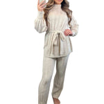 Load image into Gallery viewer, LUXE DIVA Womens Ladies Chunky Knitted High Roll Bottoms Set Loungewear Suit Tracksuit