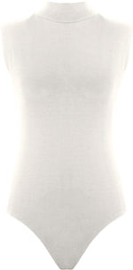 Load image into Gallery viewer, Womens Polo Turtle Neck Bodysuit Ladies Sleeveless Leotard Plain Stretchy Plunge Casual Party T-Shirt Top Sizes 16-22