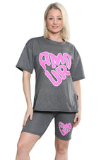 Load image into Gallery viewer, LUXE DIVA Womens Lounge Wear Amour Print Cycling Shorts Co ord T-shirt Set