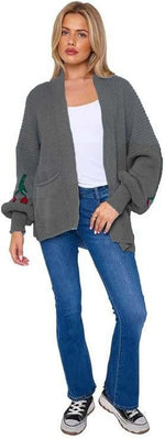 Load image into Gallery viewer, LUXE DIVA Ladies Cherry Print Balloon Sleeve Cardigan Fashion Knitted Sweater Jumper Top