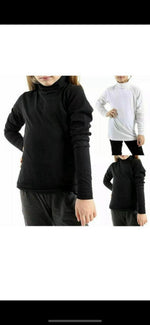 Load image into Gallery viewer, LUXE DIVA Kids Plain Pastel T-Shirt High Polo Neck Girls Boys Stretchy Casual Long Sleeve Tee Top