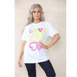 Load image into Gallery viewer, LUXE DIVA Women's Love 4 Heart Slogan Short Sleeve Oversized Baggy Summer T-Shirt Tops