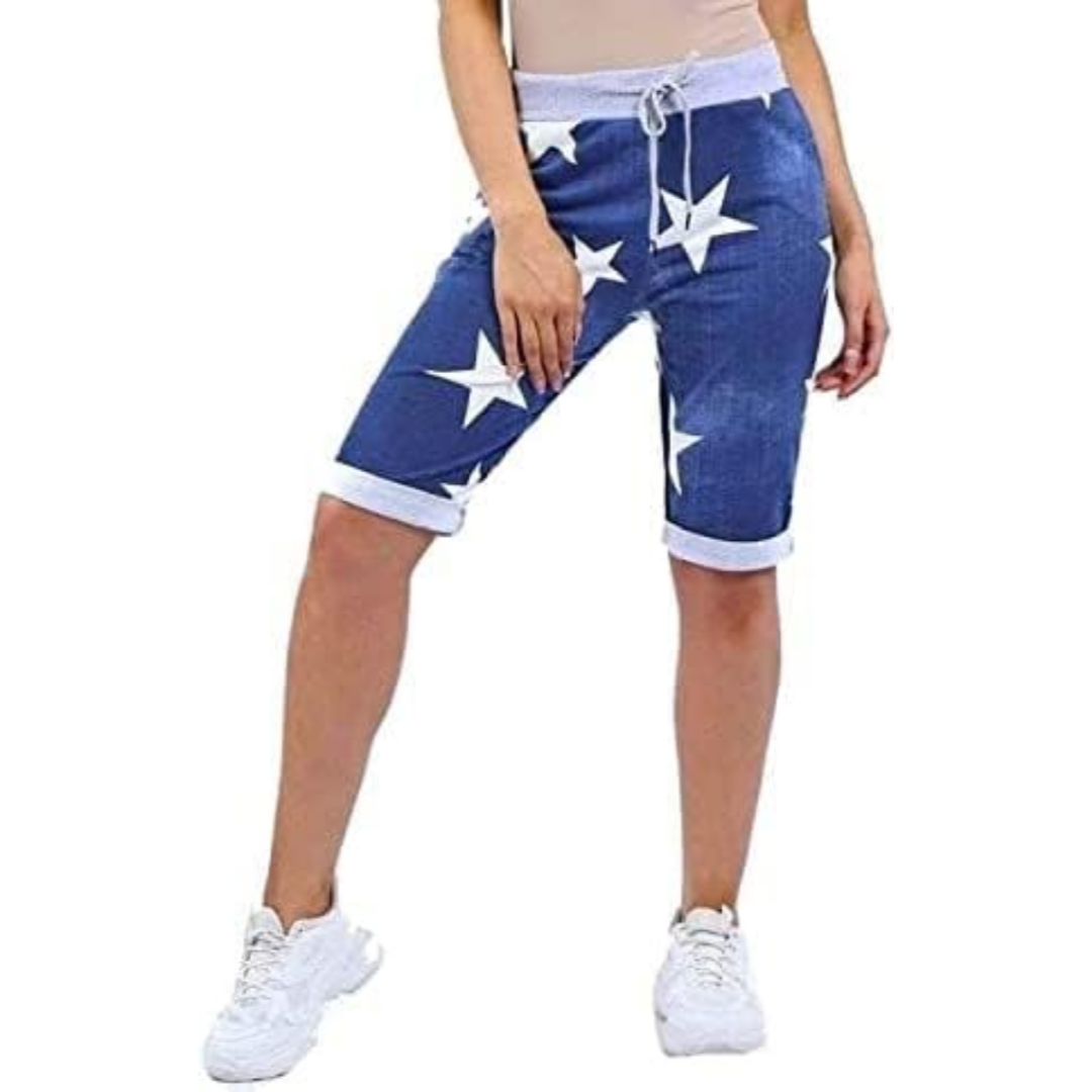 LUXE DIVA Italian Ladies Women's Turn-Up Shorts – Elastic Waist, Stylish, Comfortable Summer Wear UK Sizes 12-22 – Casual Fit Daily