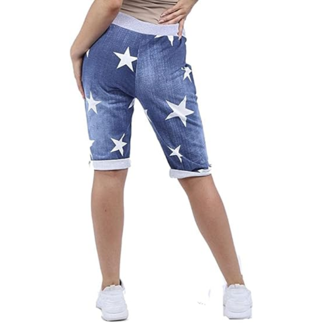 LUXE DIVA Italian Ladies Women's Turn-Up Shorts – Elastic Waist, Stylish, Comfortable Summer Wear UK Sizes 12-22 – Casual Fit Daily