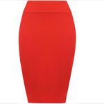 Load image into Gallery viewer, Womens Plain High Waisted Knee Length Bodycon Stretch Pencil Midi Skirt 8-14