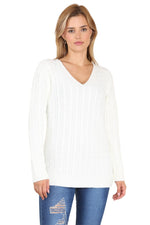 Load image into Gallery viewer, LUXE DIVA LADIES V/N KNITTED LONG SLEEVE JUMPER BACK IN STOCK