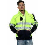 Load image into Gallery viewer, LUXE DIVA Hi Viz Vis High Visibility Jacket 3 Zip 4 Pocket Hoodie Work Zipper Hooded Sweat Shirts