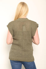 Load image into Gallery viewer, LADIES SLEEVELESS 5 BUTTON WAISTCOAT KNITTED 2 POCKETS V/NECK SELF COLOUR KNITWEAR FRONT PATTERN W/COAT ALL YEAR ROUND WEAR