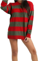 Load image into Gallery viewer, LUXE DIVA Women’s Red Green Stripe Knitted Jumper Ladies Halloween Fancy Dress Sweater Top Girls Long Sleeve Knitted Pullover Winter Sweatshirt