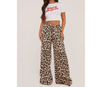 Load image into Gallery viewer, LUXE DIVA Womens Ladies Wide Leg Leopard Print Palazzo Trouser