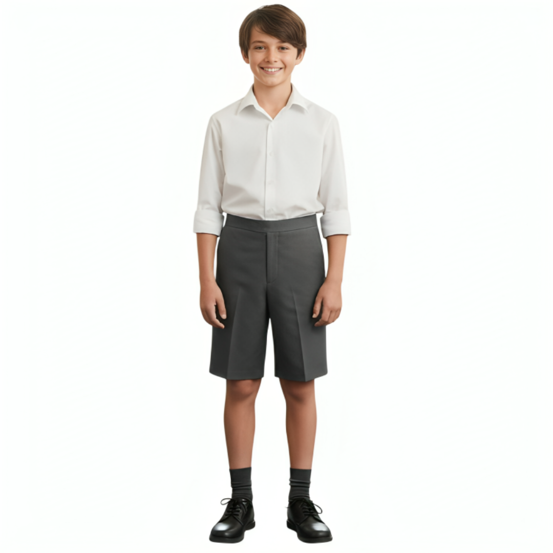 LUXE DIVA Boys School Shorts – Classic Black Knee-Length Uniform Shorts with Pockets, Easy Pull-On Design, Half Elastic Waistband for Ages 2-10 Years