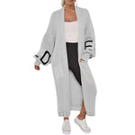 Load image into Gallery viewer, LUXE DIVA Women’s Ladies Love Print Balloon Sleeve Long Cardigan Knitted Jumper Top