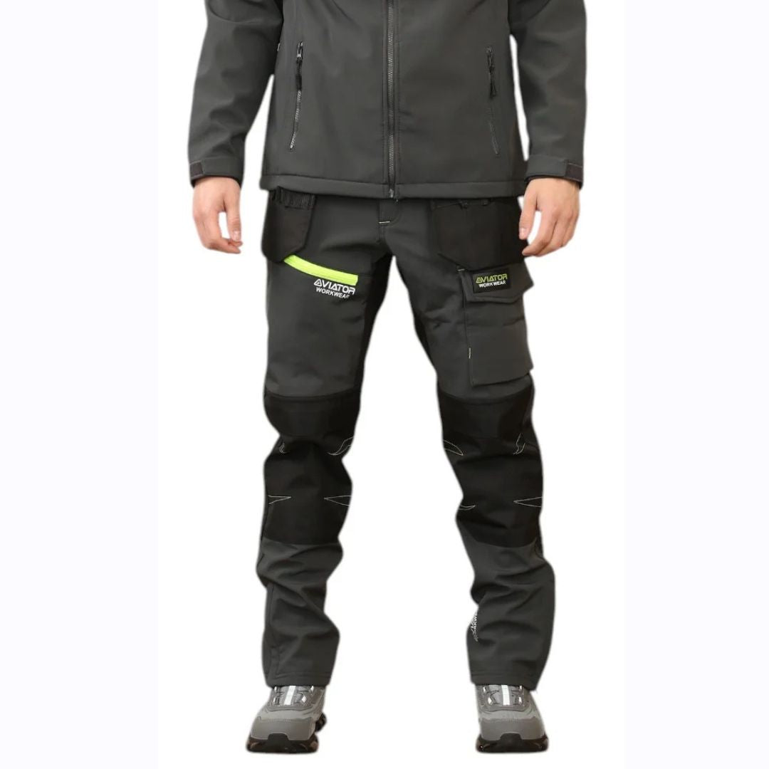 LUXE DIVA Men's Waterproof Softshell Cargo Trouser with Multi Zip Pockets Durable Safety Outdoor Work Wear Bottom Pants