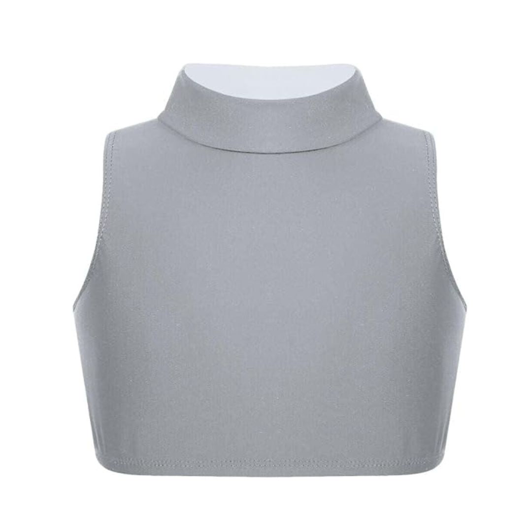 LUXE DIVA Girls Gymnastics Crop Tops – Kids Sleeveless Turtle Neck Crop Top for Dance, Yoga, Sports, Running – Plain Summer Vest Activewear for Girls Ages 5-13 Years