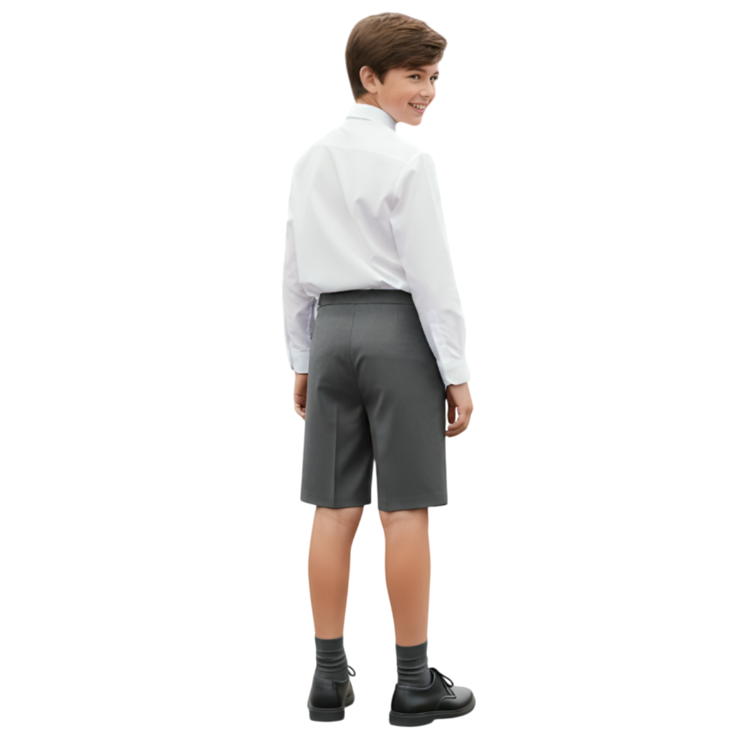 LUXE DIVA Boys School Shorts – Classic Black Knee-Length Uniform Shorts with Pockets, Easy Pull-On Design, Half Elastic Waistband for Ages 2-10 Years