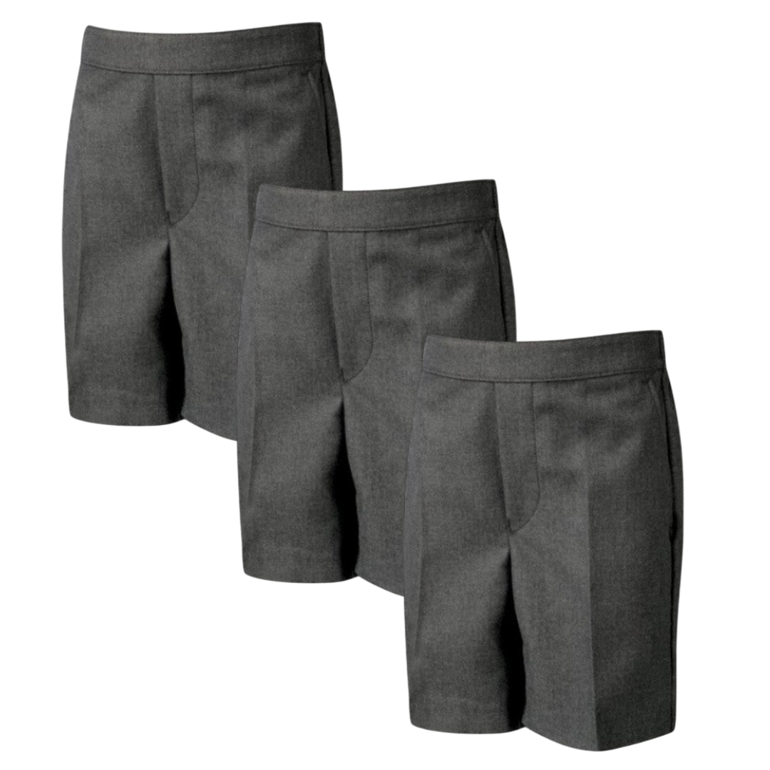 LUXE DIVA Boys School Shorts – Classic Black Knee-Length Uniform Shorts with Pockets, Easy Pull-On Design, Half Elastic Waistband for Ages 2-10 Years