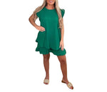 Load image into Gallery viewer, LUXEDIVA Italian Womens Ladies Frill Sleeve 2 Pcs Short Set