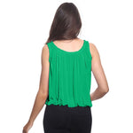 Load image into Gallery viewer, LUXE DIVA Women’s Gathered Round Scoop Neckline Swing Trim Sleeveless Plain Tank Top Wide Straps Ladies Elastic Bubble Hem Summer Camisole Baggy Vest Blouse Top