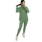 Load image into Gallery viewer, LUXE DIVA Ladies Chunky Knitted Ribbed Polo High Neck Top Set Womens Leggings Loungewear Joggers Tracksuit0