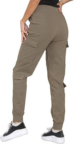 Load image into Gallery viewer, Ladies Cargo Combat Wide Leg Pants Elastic Waist 6 Pockets Work Casual Trousers