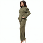 Load image into Gallery viewer, LUXE DIVA Ladies Frill arm Long Sleeve 2pcs Women's Wide Flared Leggings Trouser Loungewear Suit