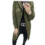 Load image into Gallery viewer, LUXE DIVA LADIES CABLE ALL-OVER HOODED ITALIAN KNITTED OPEN FRONT STYLE CARDIGAN