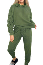 Load image into Gallery viewer, LUXE DIVA Women Ladies Ruched Sleeve Hoodie top & Bottom Suit Loungewear Tracksuit Set UK