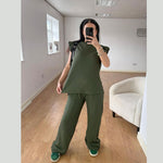 Load image into Gallery viewer, LUXEDIVA Womens Ladies Super Soft Popcorn Frill Short Sleeve Top Trouser 2PCS Co Ord LOungewear Sets