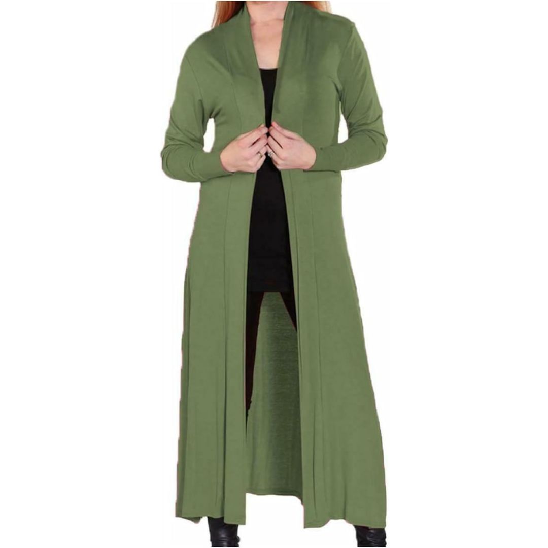 LUXE DIVA Women’s Plus Size Maxi Long Cardigan UK | Floaty Full Sleeve Open Front Coatigan | Lightweight Collared Duster Jacket | Ladies Longline Cover Up Sizes 8-26