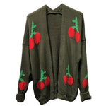 Load image into Gallery viewer, LUXE DIVA Womens Long Sleeve Cherries Print Open Front Knitted Jumper Cardigan 8-14