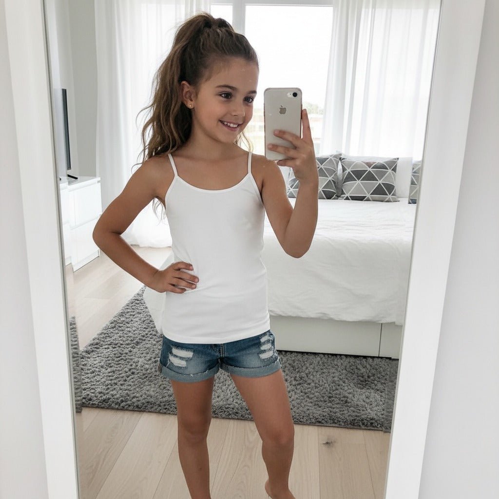 Kids Girls Plain Cotton Camisole Tank - LUXE DIVAKids Girls Plain Cotton Camisole TankLUXE DIVALUXE DIVAFitCamiVestWhite5-6Kids Girls Plain Cotton Camisole Tank5 - 6 YearsWhite