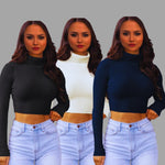 Load image into Gallery viewer, LUXE DIVA Womens Long Sleeves knitted Ribbed Polo Neck Crop Top