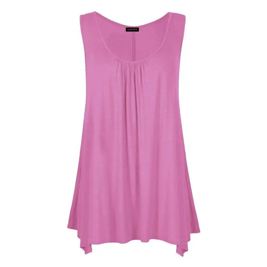 Ladies Hanky Hem Womens Sleeveless Scoop Neck Jersey Long