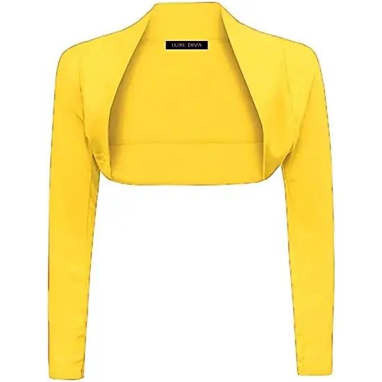 Ladies Plain Long Sleeve Bolero Shrug Crop Top Cropped