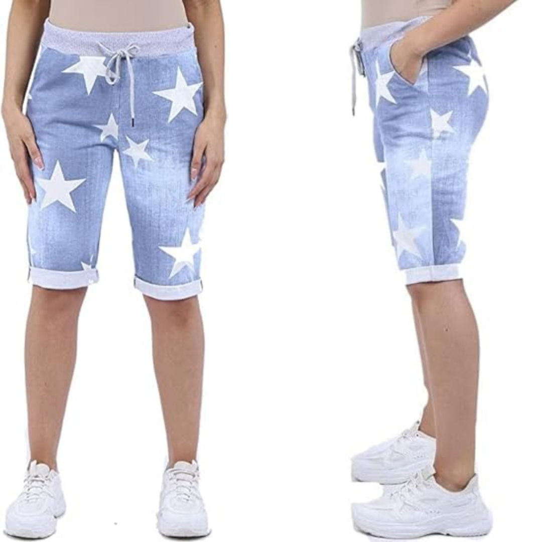 LUXE DIVA Italian Ladies Women's Turn-Up Shorts – Elastic Waist, Stylish, Comfortable Summer Wear UK Sizes 12-22 – Casual Fit Daily