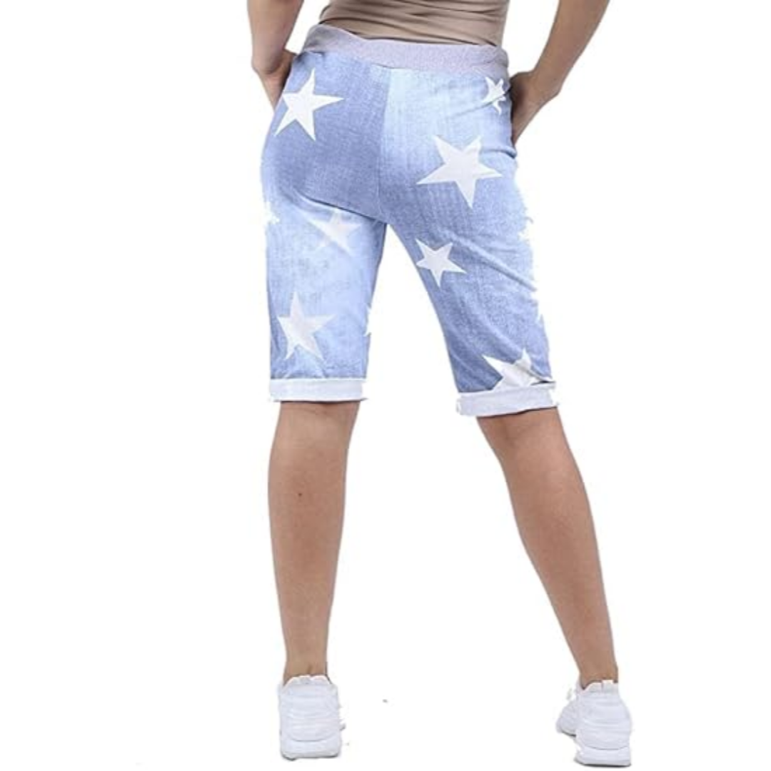 LUXE DIVA Italian Ladies Women's Turn-Up Shorts – Elastic Waist, Stylish, Comfortable Summer Wear UK Sizes 12-22 – Casual Fit Daily